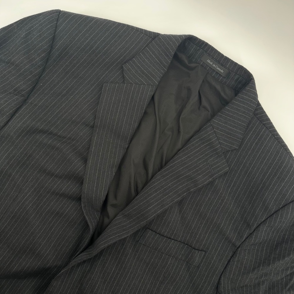 Lauren‎ Ralph Lauren 46R Mens Black Pinstripe Wool Blazer Made in Canada Macy's